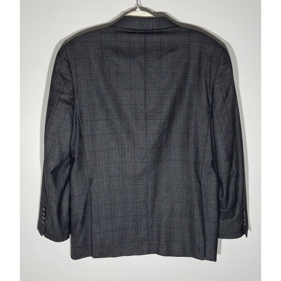 Napoli Wool Blazer Windowpane Plaid Suit Jacket 39R Gray Lined Notch Sports Coat - Picture 5 of 16